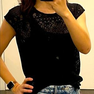 Black sheer lace tee